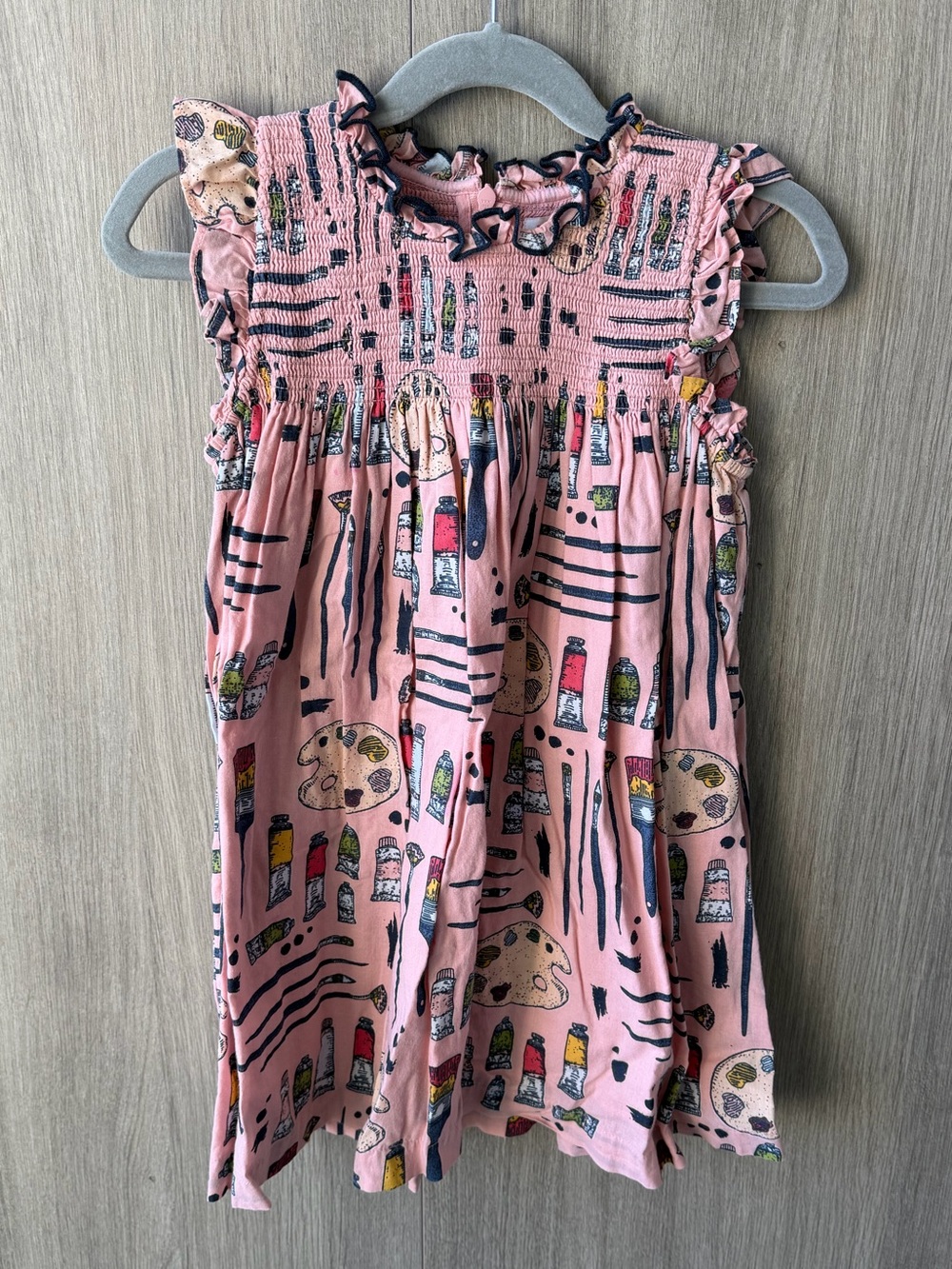 Pink Chicken Pink Art Palette Smocked Sundress- size 4